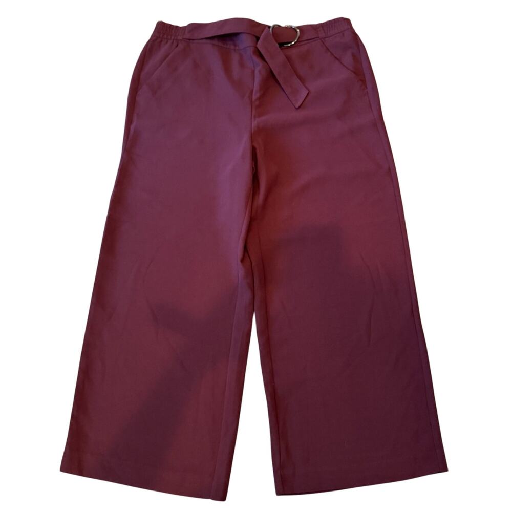 NWT Ann Taylor Factory Wide Leg Crop Trouser Eggplant Pant Size 14 - Picture 2 of 8